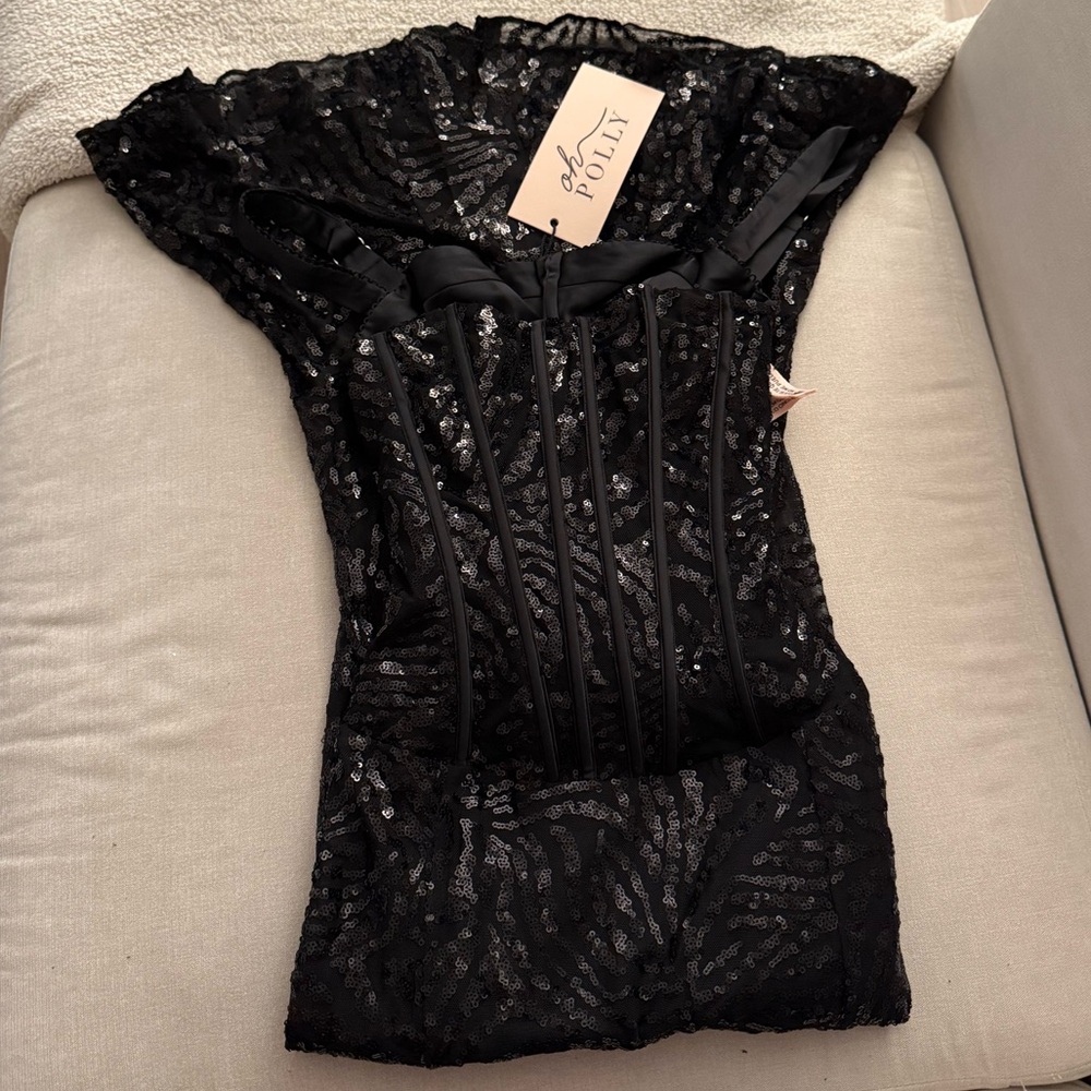 oh polly raffaella embellished peekaboo corset midaxi dress in black zebra